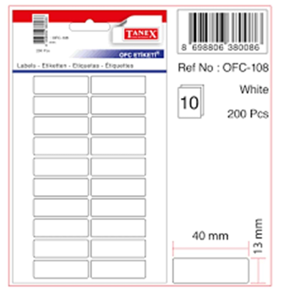 tanex etiket 13x40 mm 200 adet