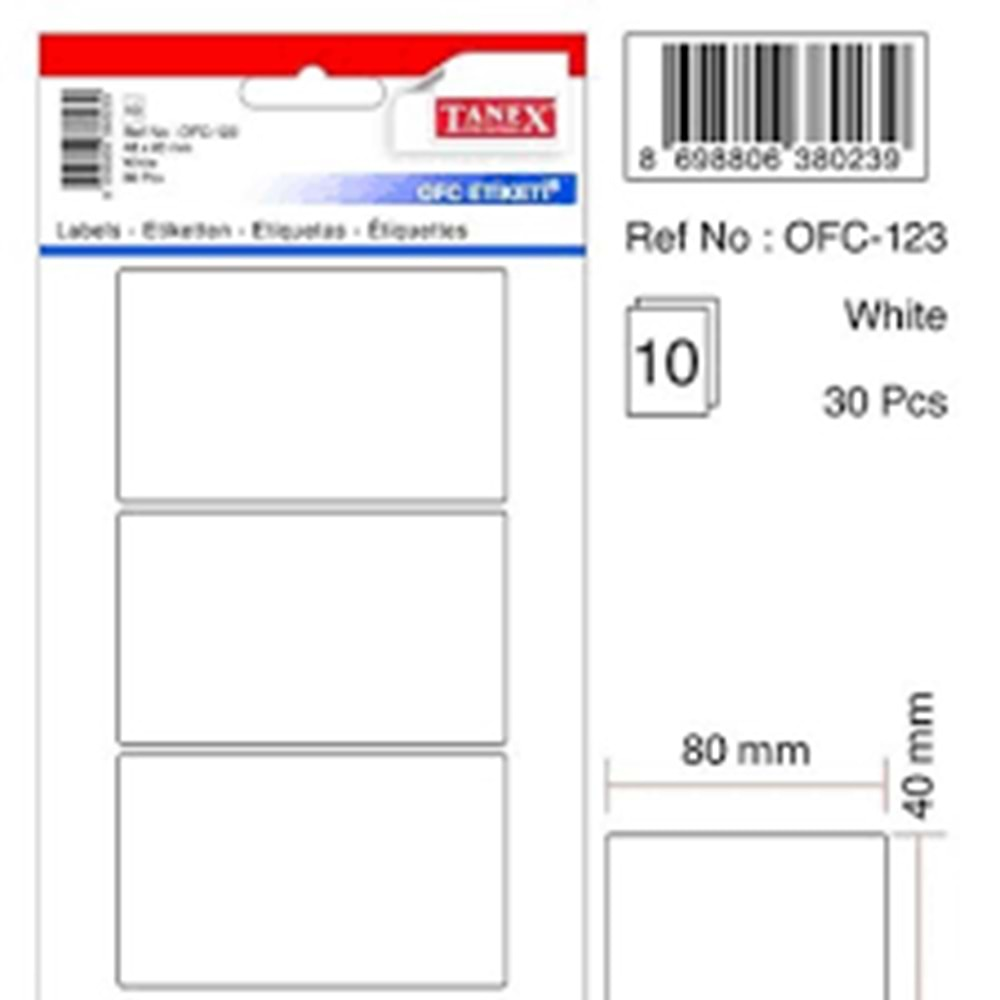 tanex etiket 48x80 mm 30 adet