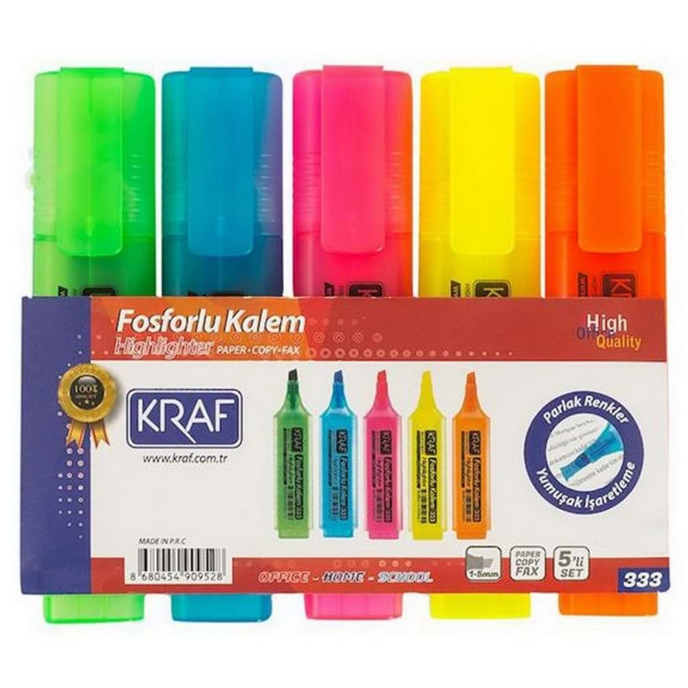 kraf fosforlu kalem 5 li set