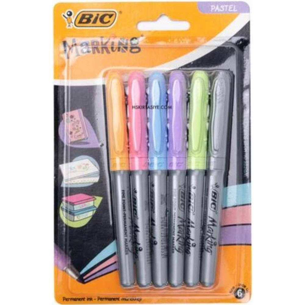 bic marking permanent marker pastel renk 6 lı