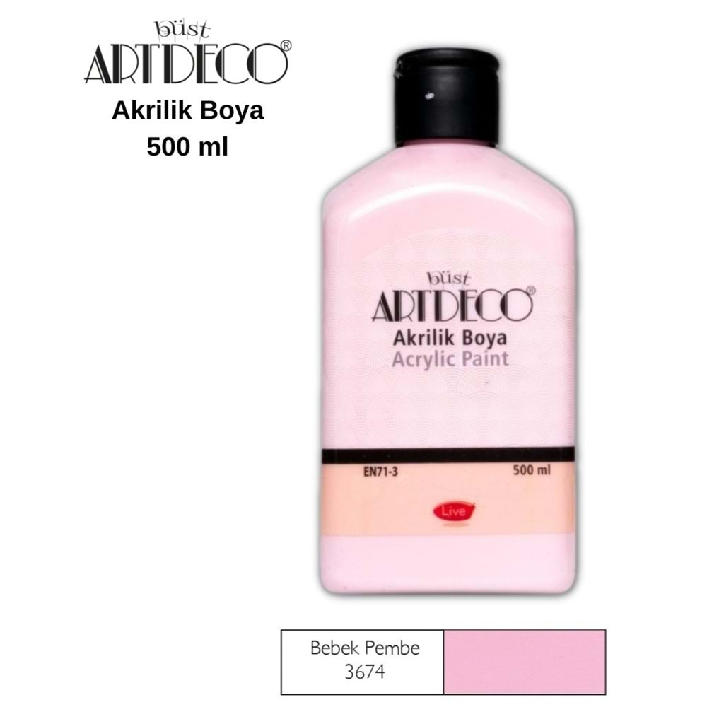 artdeco akrilik boya 500 ml bebek pembe