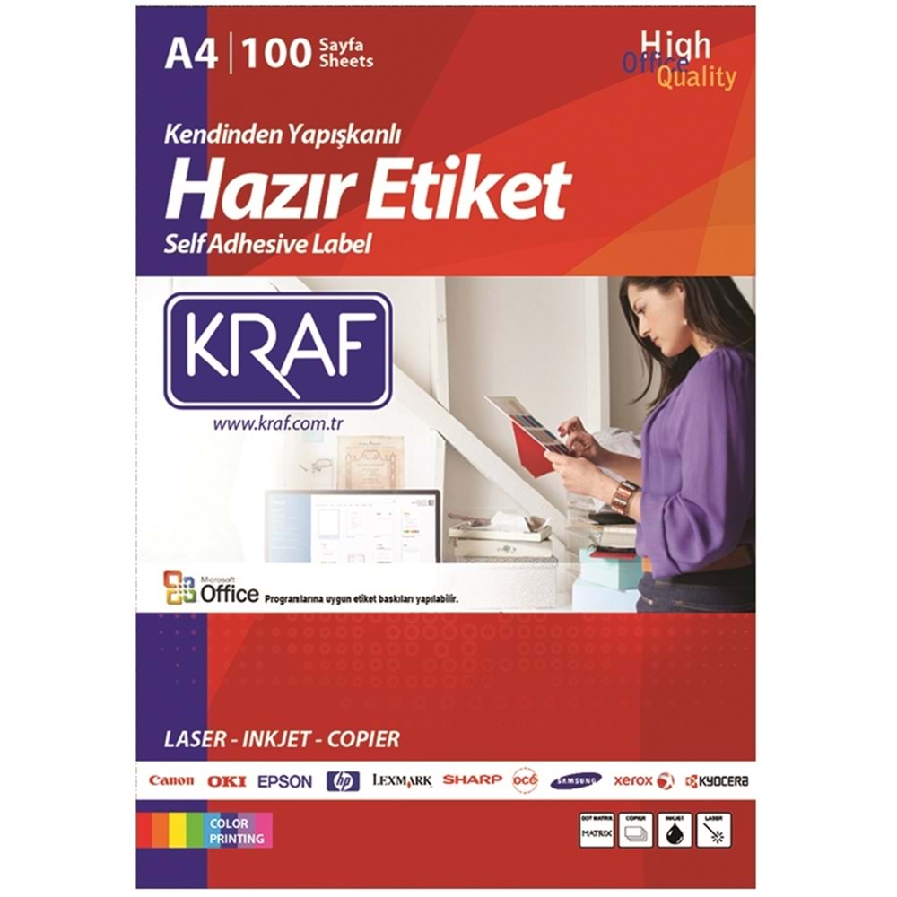 kraf lazer etiket a4 100 lü