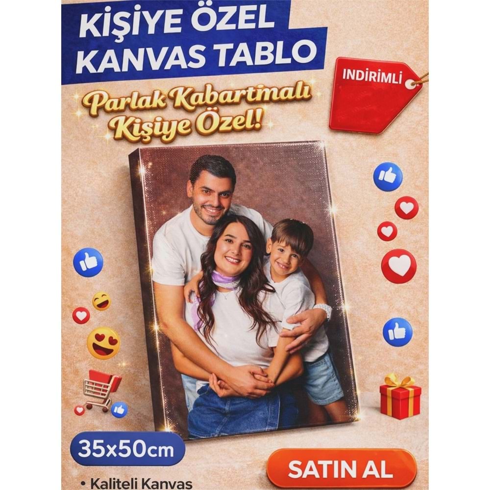 Kabartmalı Parlak Kanvas Tablo 35x50 cm (kişiye özel)
