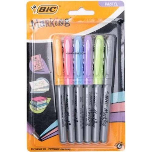 bic marking permanent marker pastel renk 6 lı