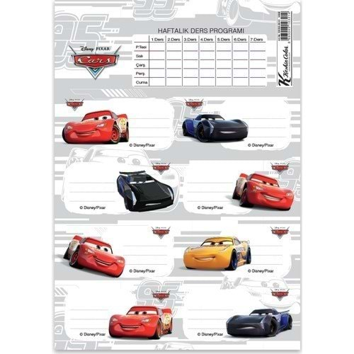 keskin defter etiketi cars 3 lü