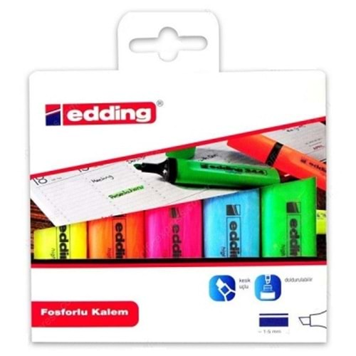 edding fosforlu kalem 5 li set