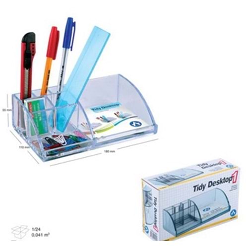 ark masaüstü kalemlik organizer set şeffaf plastik code:2041