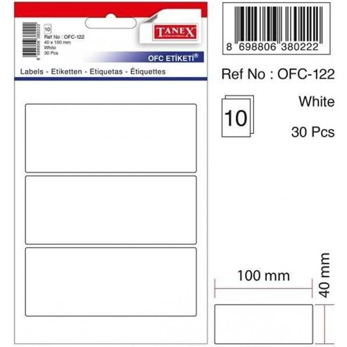 tanex etiket 40x100 mm 30 adet