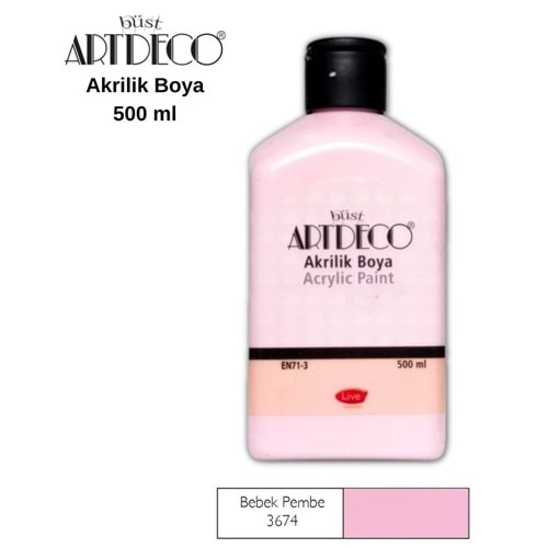 artdeco akrilik boya 500 ml bebek pembe