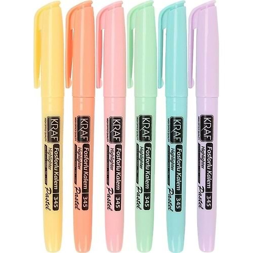 kraf fosforlu kalem pastel renk 6 lı