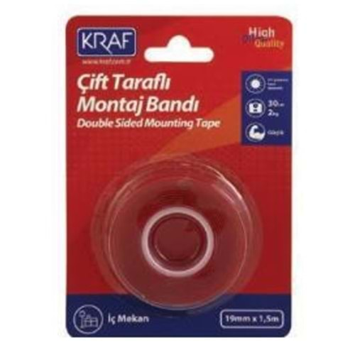 kraf çift taraf bant silikon 19mmx1,5mt