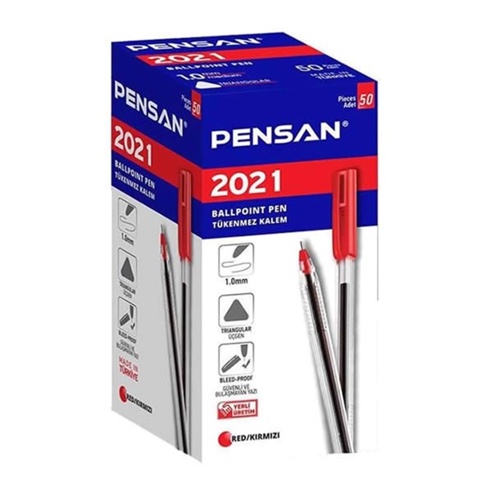 pensan tükenmez kalem kırmızı 50 li no:2021