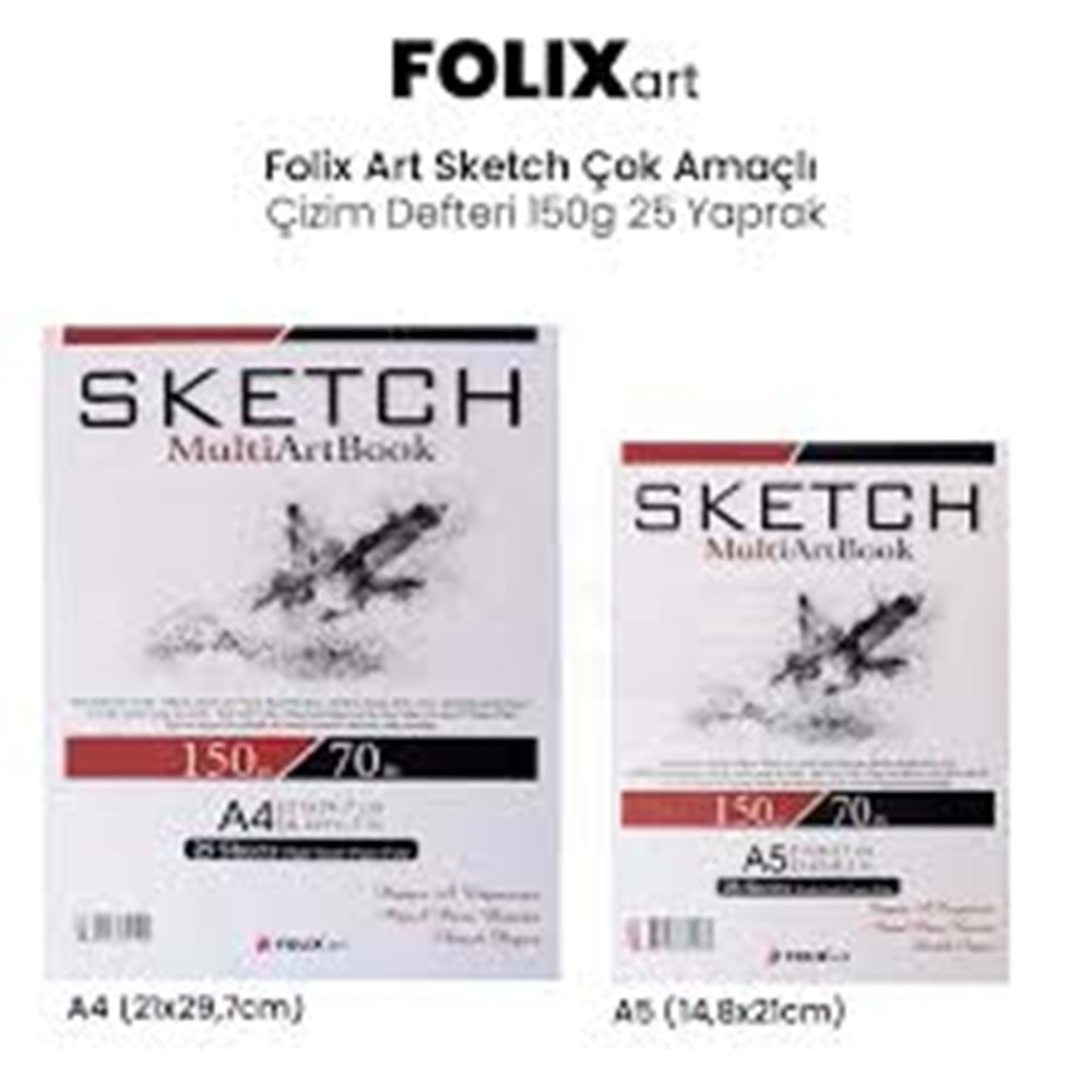 folix art eskiz karakalem sketch defteri a5 25 yaprak