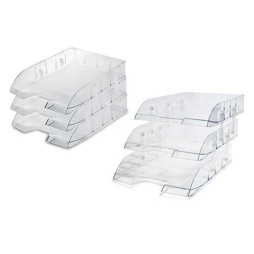 mas evrak rafı 3 lü şeffaf plastik