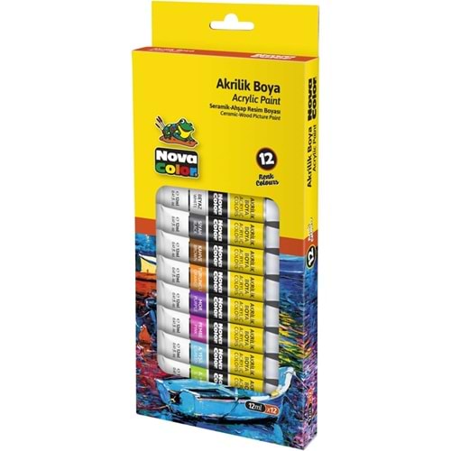 nova color akrilik boya 12 li tüp 12 ml
