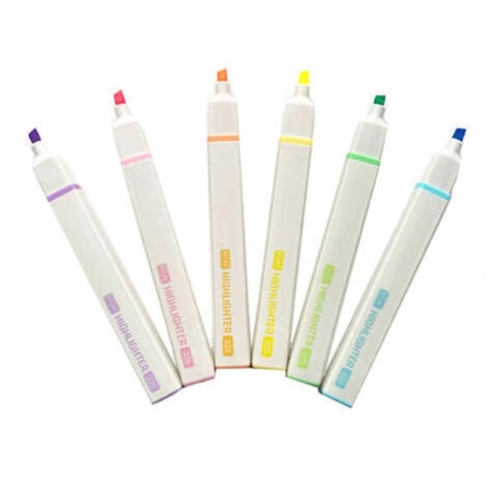 kraf fosforlu kalem yassı gövde 6 lı